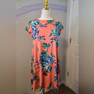 Aryeh By Anthropologie | Coral Floral Dress With Pockets - Size Small